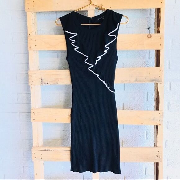 Then English Factory Ribbed Ruffle Mini Dress - Picture 1 of 5